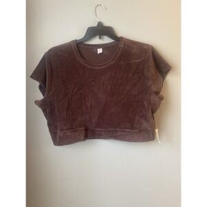 Old Navy Cropped Corduroy Shirt BAROWN Size XXL NWT